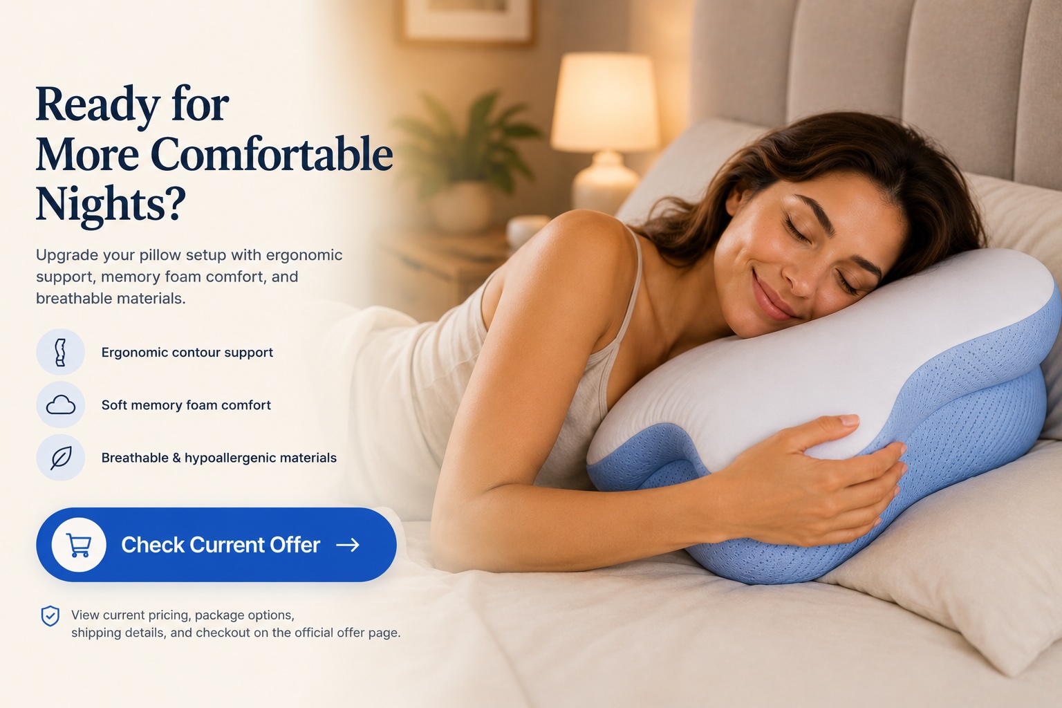 Person resting comfortably on a contoured memory foam pillow